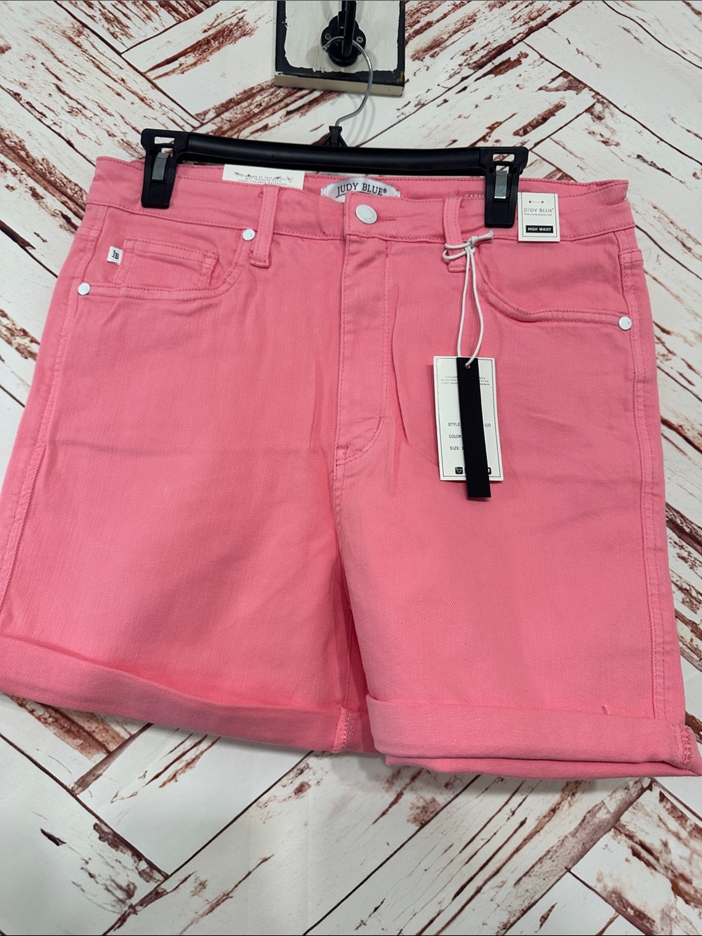 NWT Judy Blue Coral Pink Roll-Hem Denim Shorts